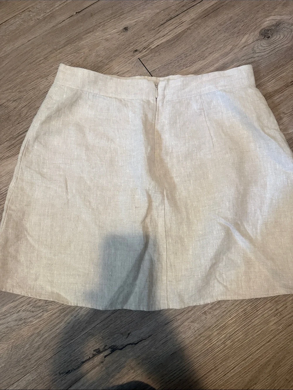 Reformation Natural Beige linen Button-Front Mini Skirt - Picture 3 of 3